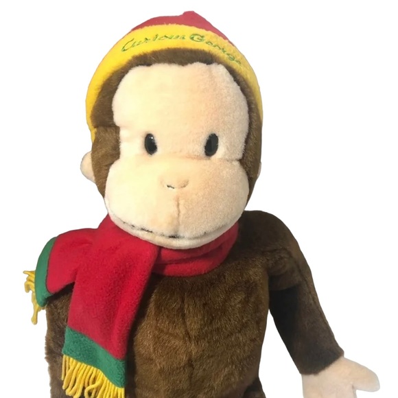 Vintage Curious George Soft Plush Monkey Large 24" Winter Hat & Scarf - Picture 14 of 16